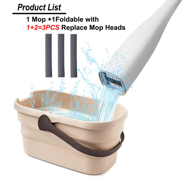 Yocada Flat Mop with Foldable Bucket