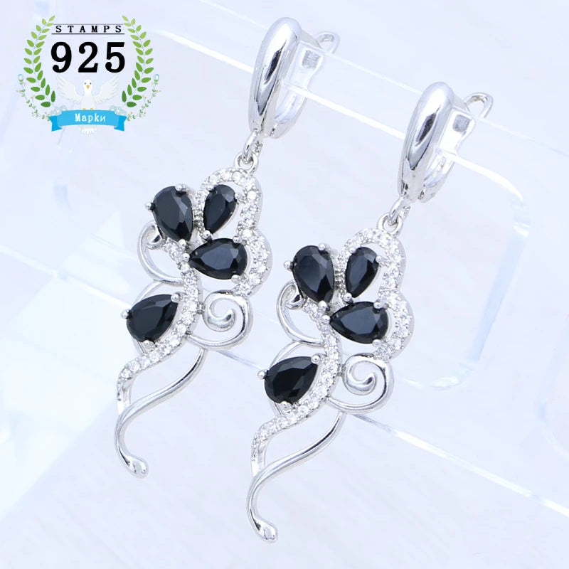 Amethyst Earrings Plant Flower Shape 925 Sterling Silver Earrings