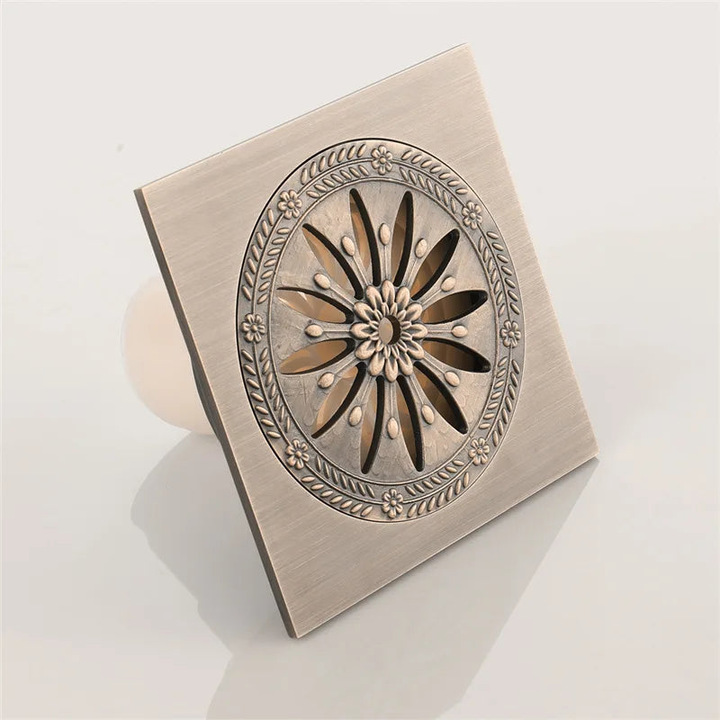 10x10cm Solid Brass Antique Shower Drain