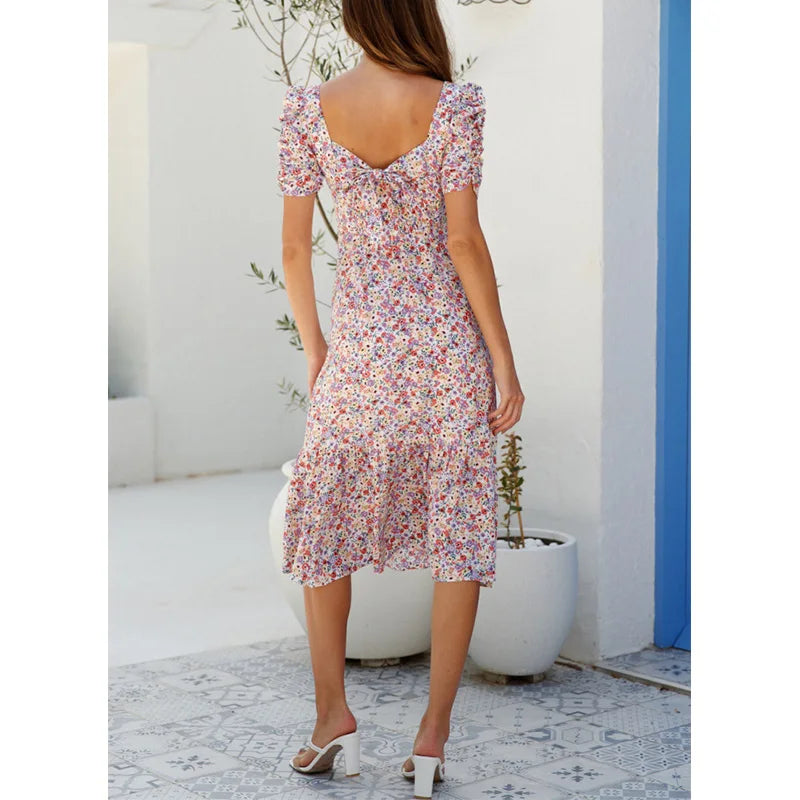 Elegant Vintage Summer Midi Dress