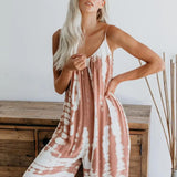 Tie Dye Stripe Print Wide Leg Sling Suspender Romper