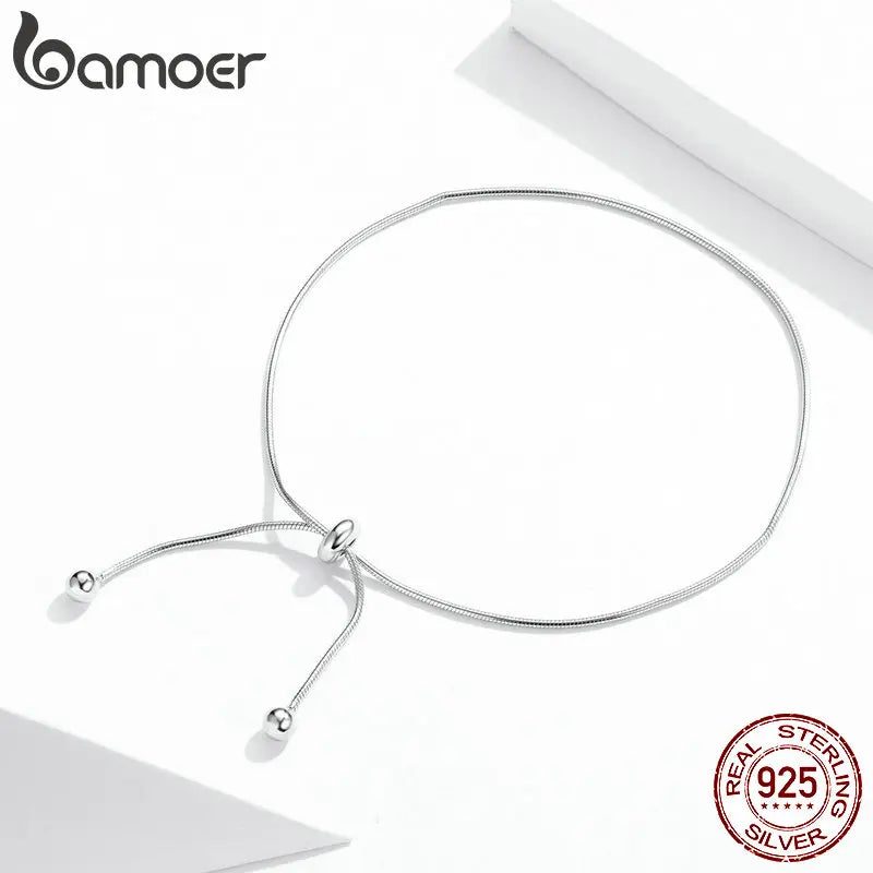 925 Sterling Silver Adjustable Snake Charm Anklet