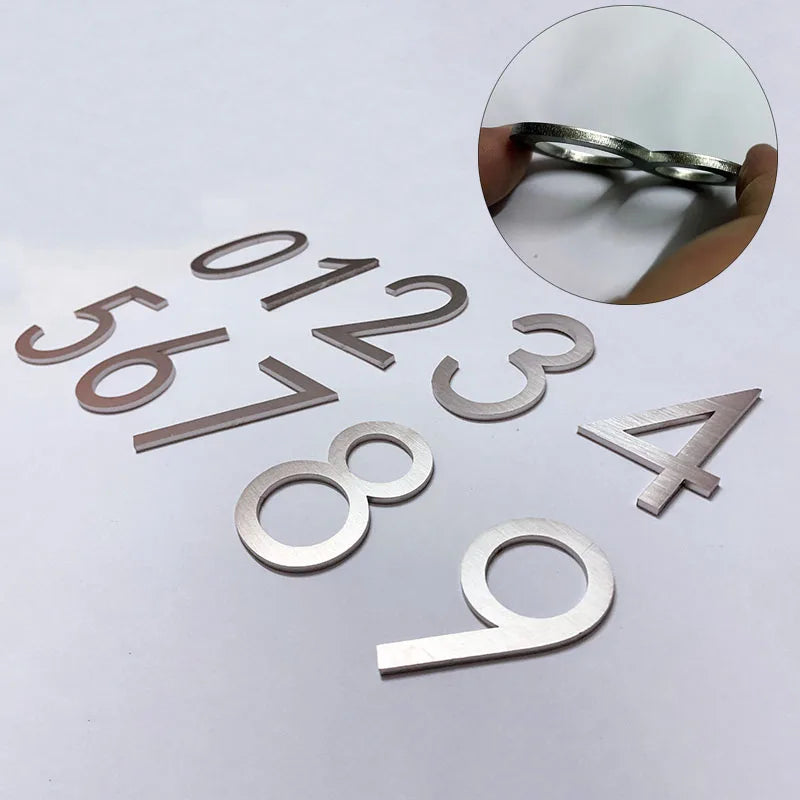 60mm Stainless Steel Self-Adhesive House Number Stickers