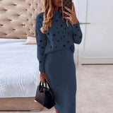 Casual Turtleneck Slim Pencil Skirt Set