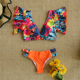 Ruffle Bikini Set - Brazilian V Neck Push Up Swimwear