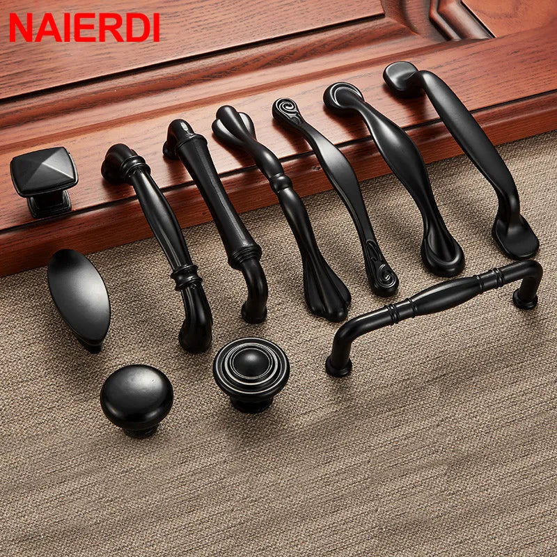 Zinc Alloy Black Cabinet Handles