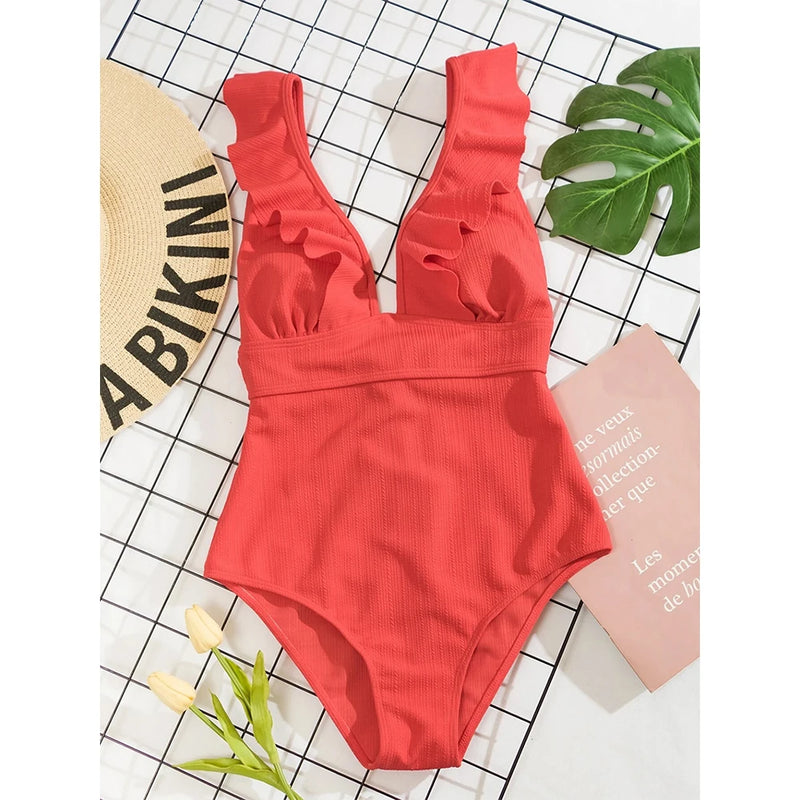 One Piece Ruffle Monokini Swimsuit