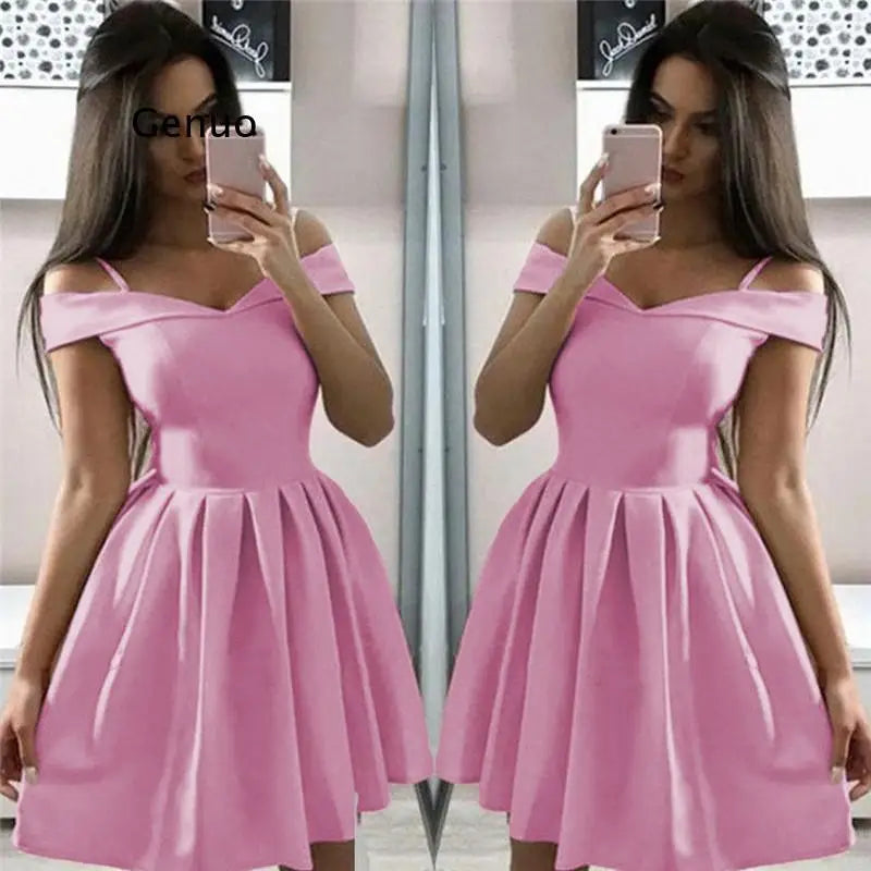 Off Shoulder Short Sleeve Mini Dress