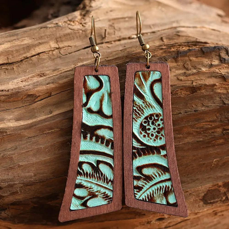 Geometrical Shape Wooden Dangle Earrings - The Next Door Neighbor 