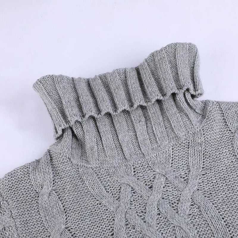 Turtleneck Twist Knitted Sweater Dress - The Next Door Neighbor 