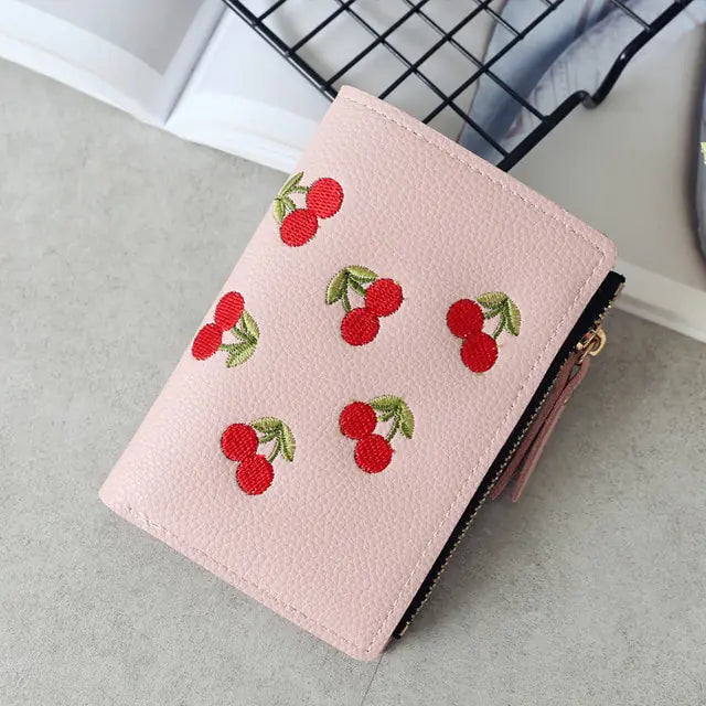 Cherry Embroidered Small Wallet - The Next Door Neighbor 