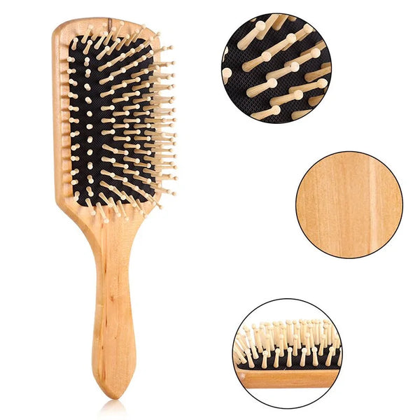 Antistatic Natural Wooden Massage Hairbrush