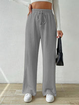 Tie Waist Knitted Wide Leg Pants - The Next Door Neighbor 