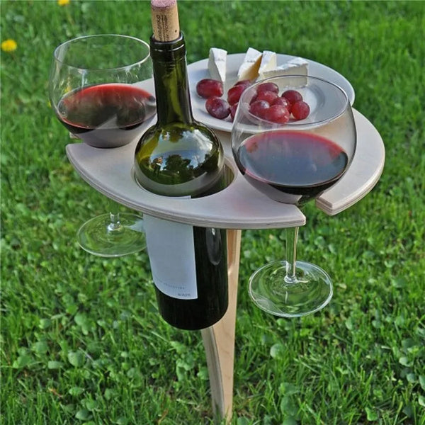 Mini Wood Foldable Round Picnic Table - The Next Door Neighbor 