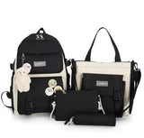 5-Piece Canvas Backpack Set for Teen Girls – Fashionable School and Travel Bags