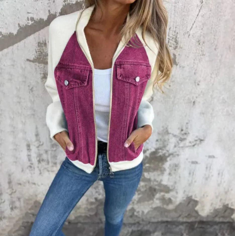 Casual Hooded Denim Patchwork Jacket