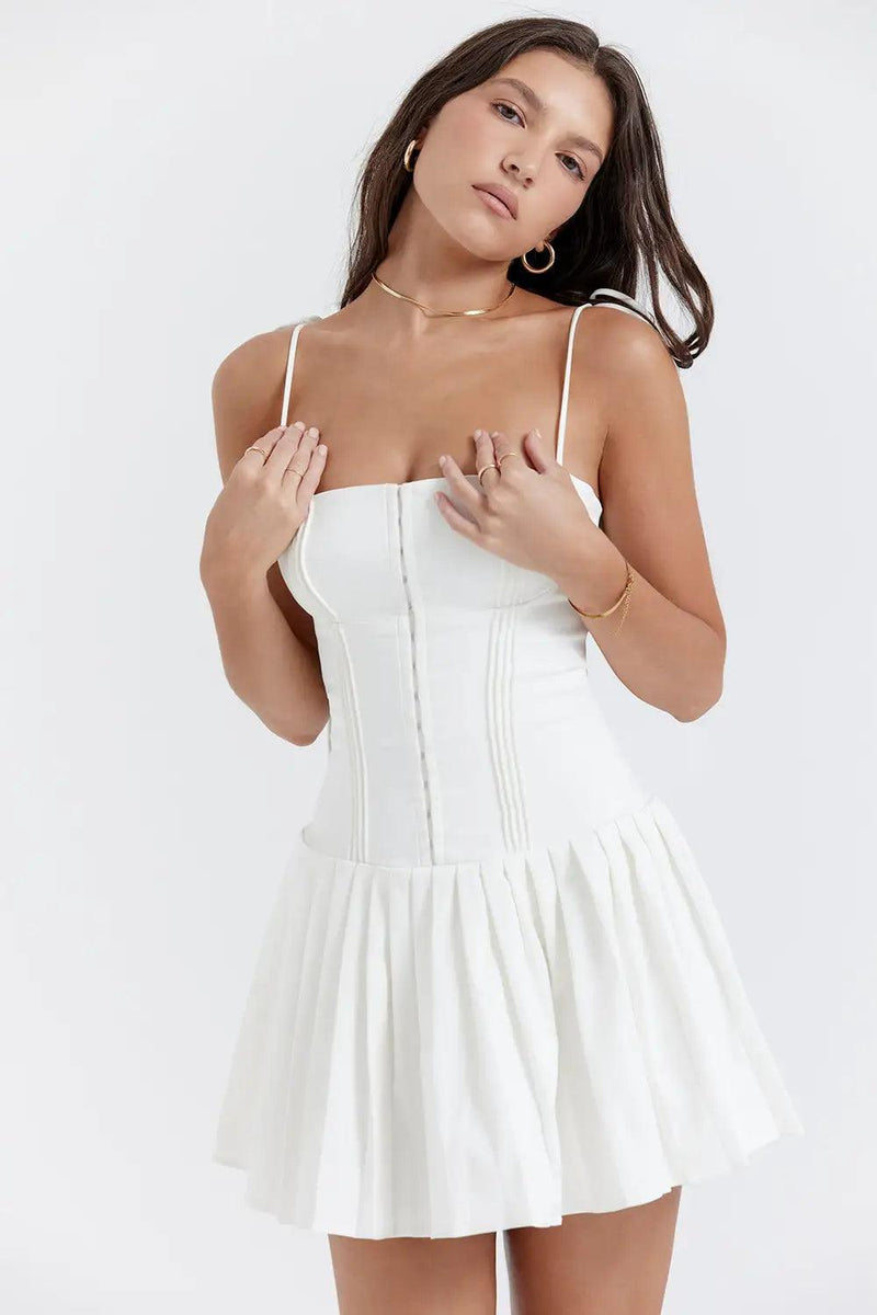 White Pleated Dress - The Next Door Neighbor 