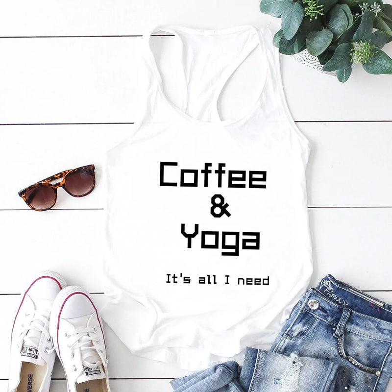 Repeat Coffee, Yoga, Wine: Funny Racerback Tank for Gym and Summer Workouts