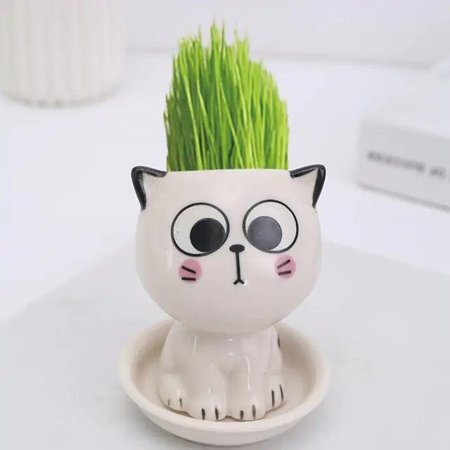 Mini Cat Shaped Cartoon Ceramic Flowerpot - The Next Door Neighbor 