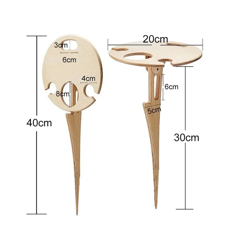 Mini Wood Foldable Round Picnic Table