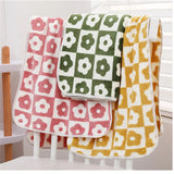 Soft Plaid Flower Towel Bath - The Next Door Neighbor 