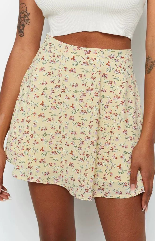 High Waist Umbrella Floral Skirt