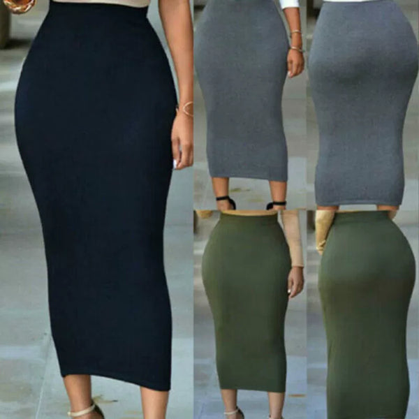 High Waist Stretch Long Pencil Skirt