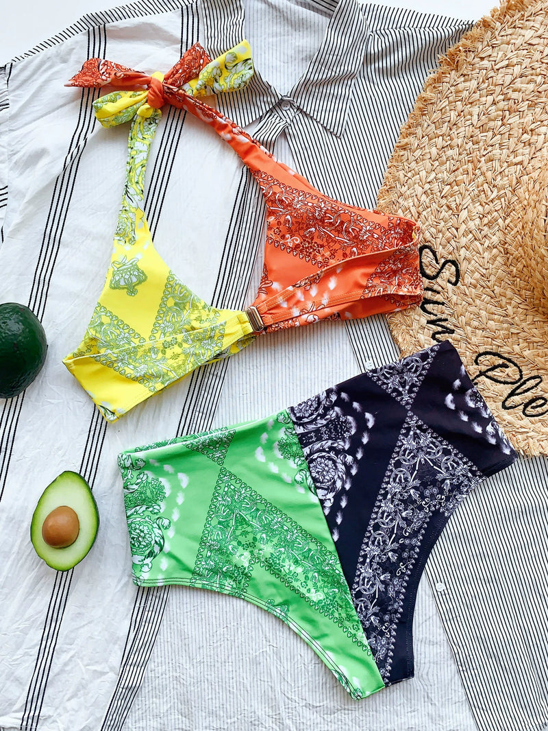 Patchwork Knotted Bikini