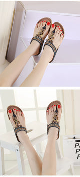 Ethnic Style Beaded Flat Bottom Flip-Flops