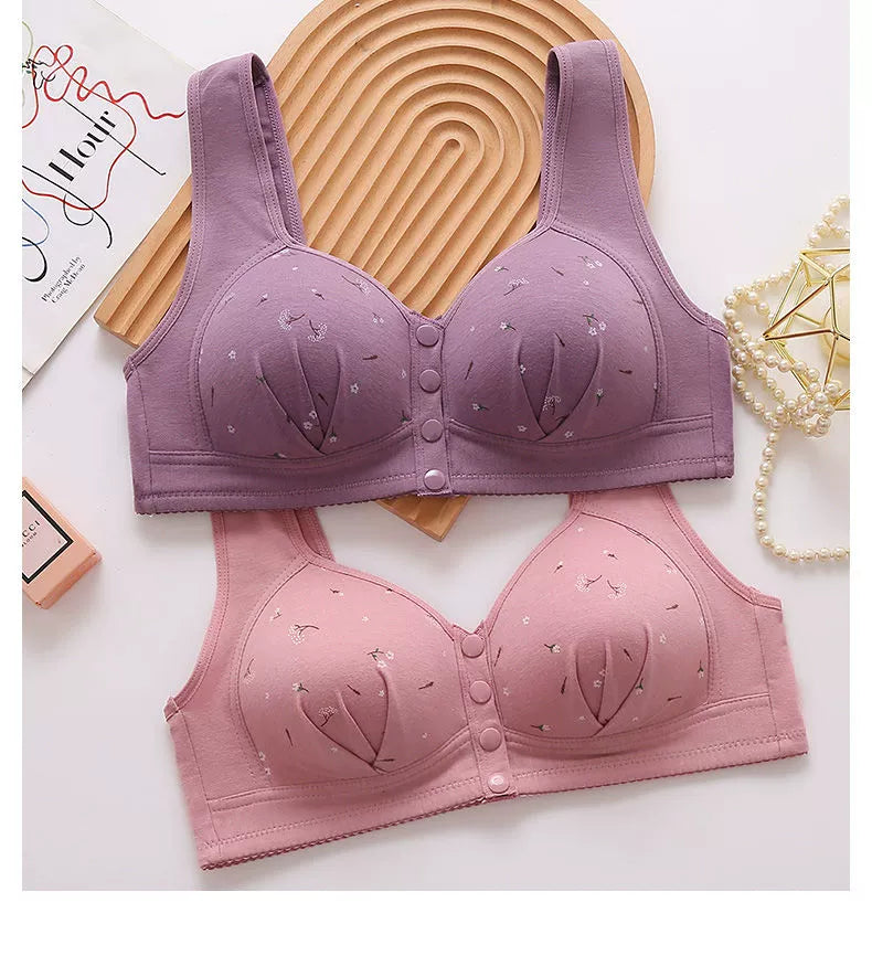 Cotton Wireless Push-up Beauty Back Push-up Front Button Bra