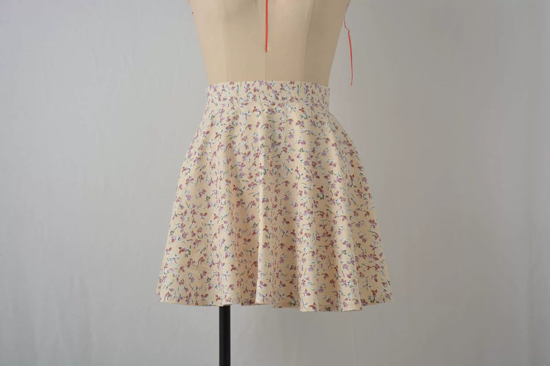 High Waist Umbrella Floral Skirt