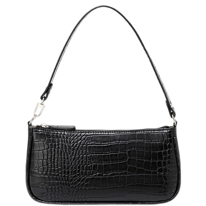 Genuine Leather Crocodile Pattern Satchel