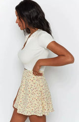 High Waist Umbrella Floral Skirt