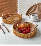 Afternoon Tea Dessert Cake Rattan Basket Fruit Plate