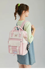 Pink and White Classic-Style Schoolbag Backpack