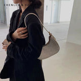 Real Leather Canvas Underarm Fashion Shoulder Bag