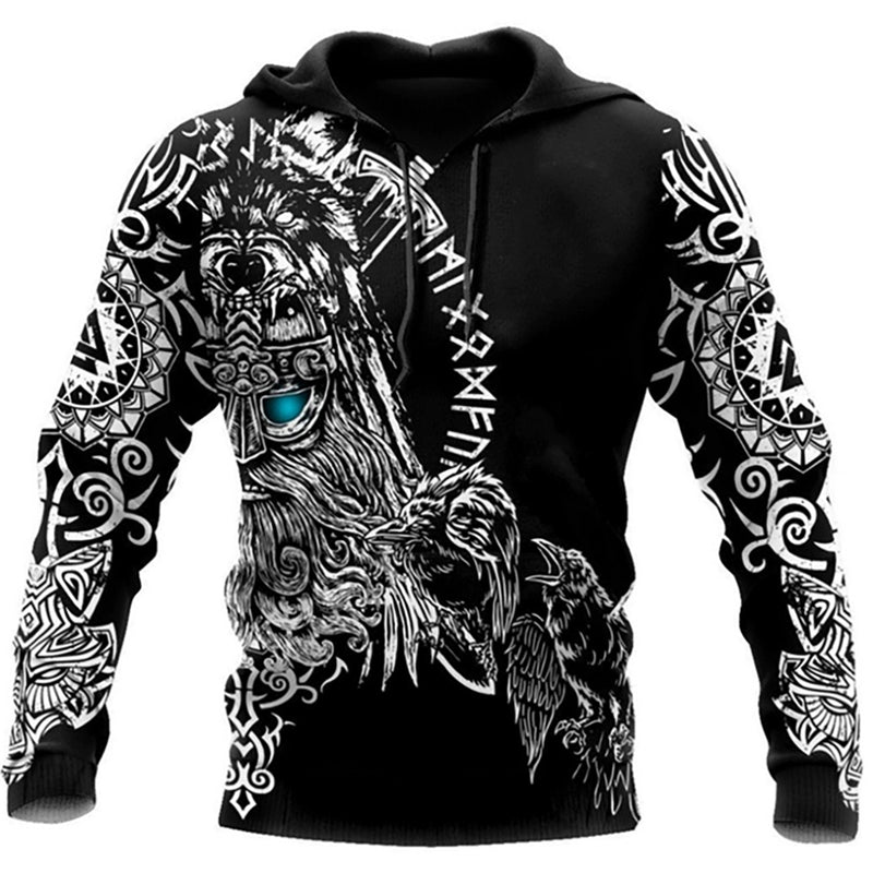 Men's Totem Print Long Sleeves Hoodie