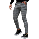 Slim Gingham Casual Ankle Banded Pants