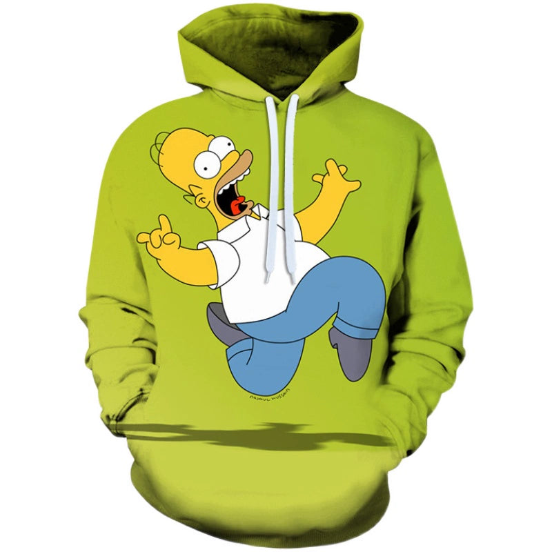 Simpson Digital Print Casual Hooded Pullover for Men and Women