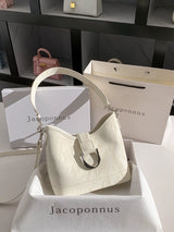 Genuine Leather Crossbody White Bucket Bag