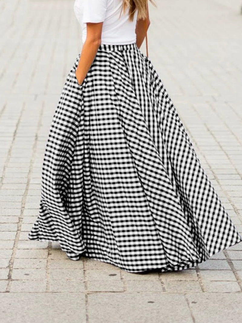 Elegant Graceful Plaid High Waist Skirt