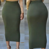 High Waist Stretch Long Pencil Skirt