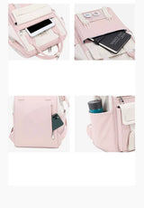 Pink and White Classic-Style Schoolbag Backpack