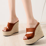 Suede Slope Heel Roman Style Wedge Sandal 