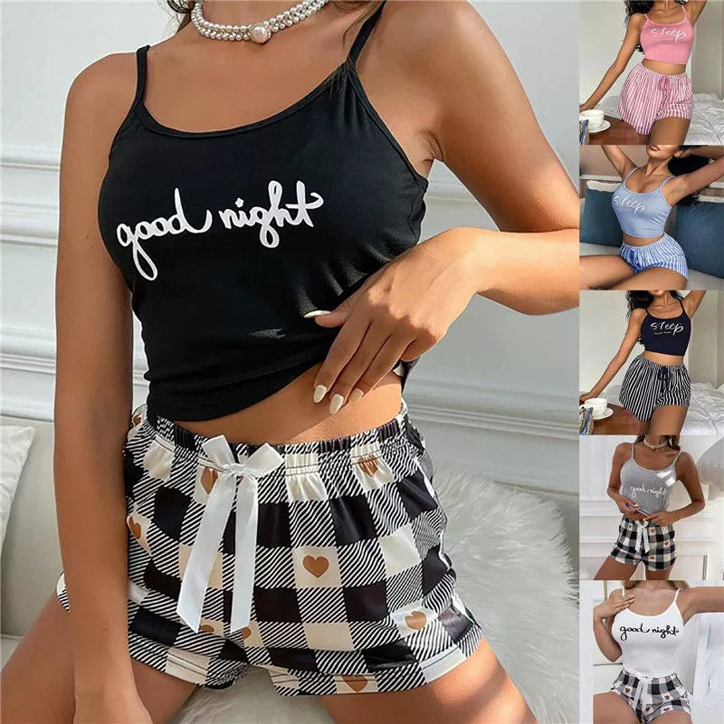 Sleeveless Tank Top Shorts Pajama Set