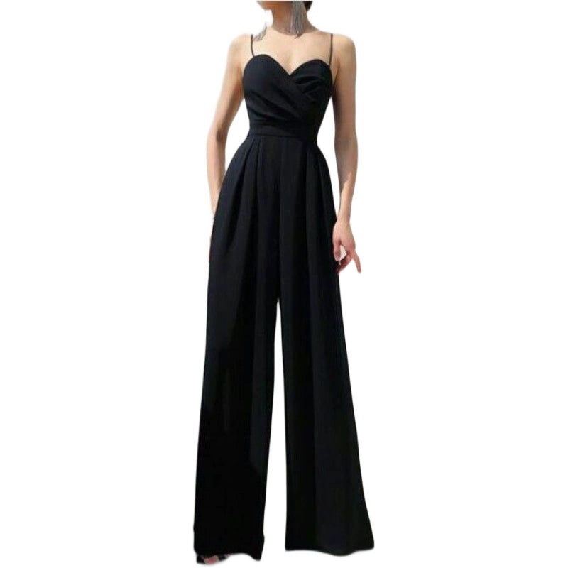 Tube Top Cinched Waist Wide Leg Jumpsuit