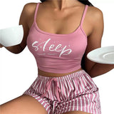 Sleeveless Tank Top Shorts Pajama Set