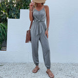 Gray Conjoined Sling Fashion Solid Color Jumpsuit