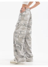 Hip Hop Gray Camouflage Wide Leg Straight Cargo Pants