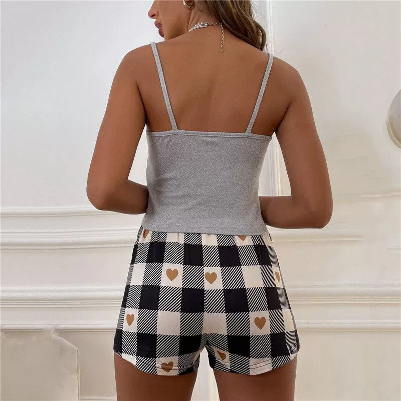 Sleeveless Tank Top Shorts Pajama Set